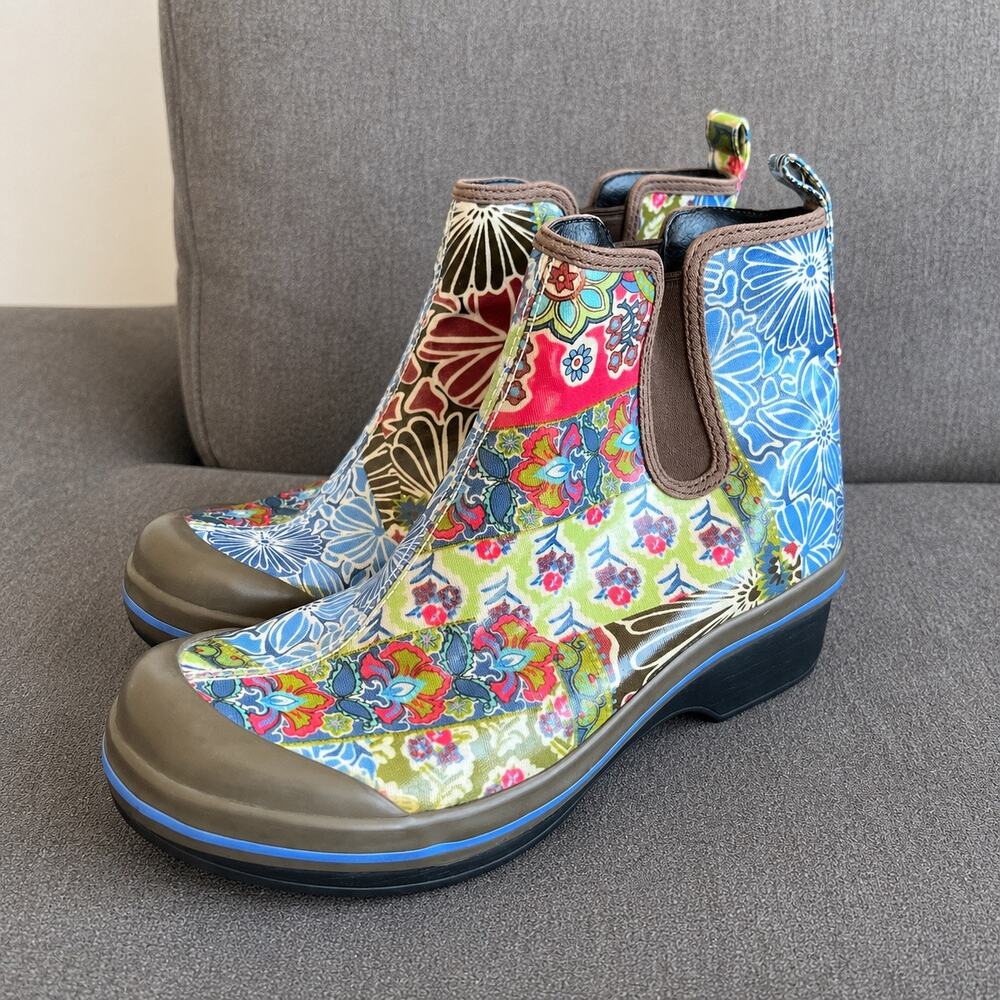 Dansko Vail Floral Patchwork Chelsea Rain Boots EU 37 Cottage Garden Waterproof
